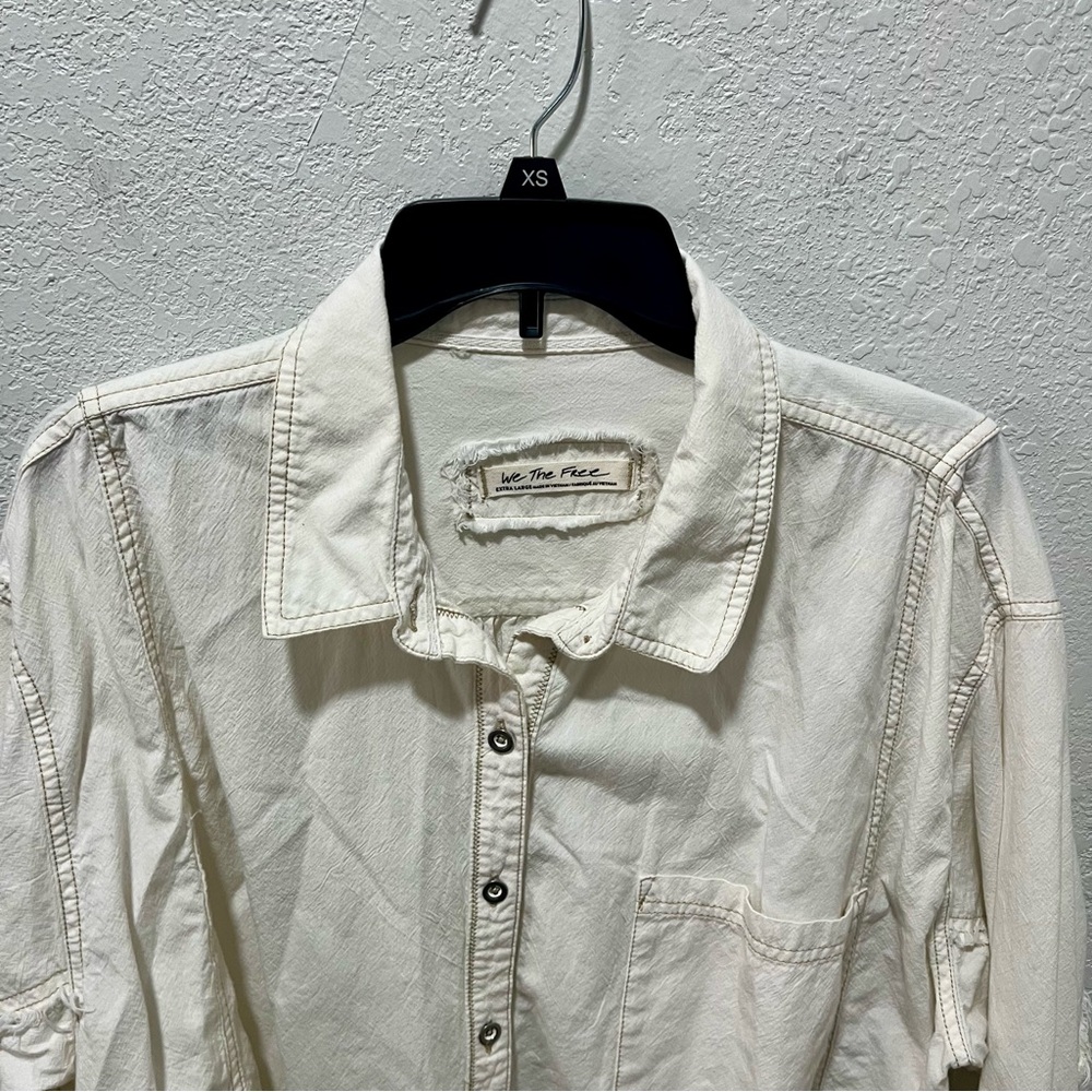 We The Free Cream Casual Button Down Shirt Shacket - Picture 2 of 13
